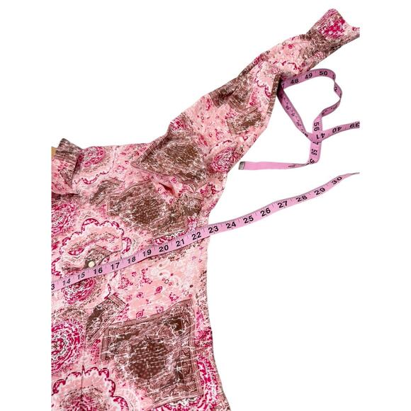 Rough Stock Panhandle Slim Western Pearl Snap Shirt Pink Womens XL - Picture 5 of 6